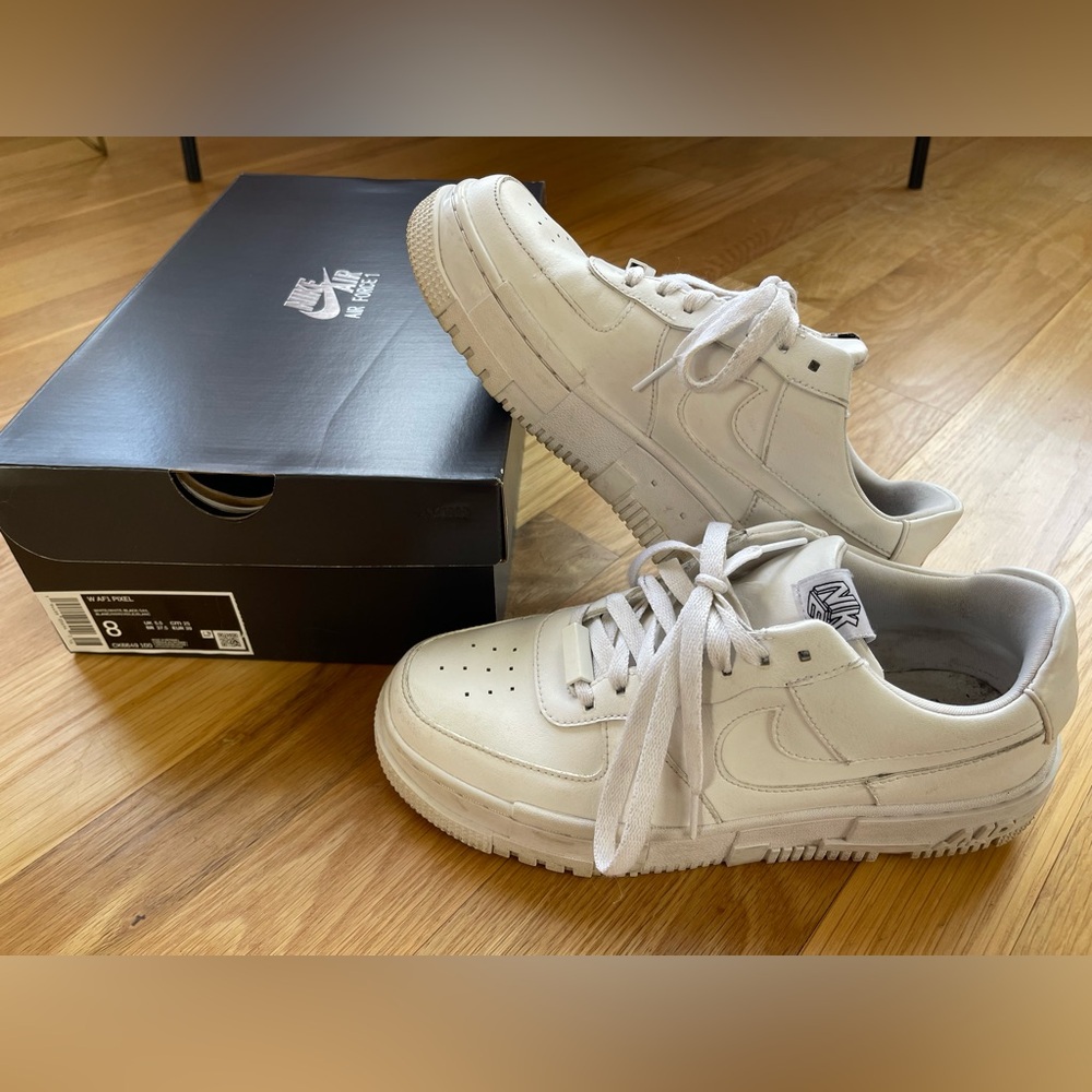 Nike Air Force 1 (Size 8) Pixel in the "Triple White" colorway CK6649-100
